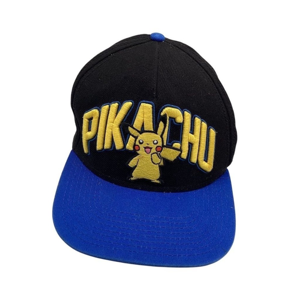 Pokemon Pikachu Snapback Hat Black & Blue Adjustable Unisex Cap